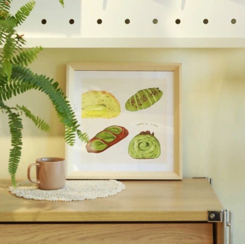 可爱面包装饰画方12寸相框插画烘焙咖啡甜品店ins - 海报/装饰画/版画 - 其他材质 