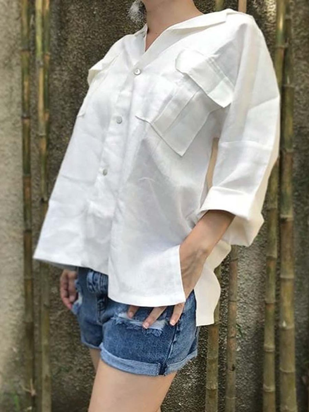 Safari Offwhite - 女装上衣 - 亚麻 白色