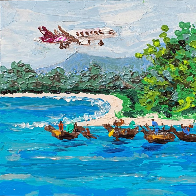 飞机绘画海湾公园旧金山机场原创艺术加州 - 海报/装饰画/版画 - 其他材质 多色