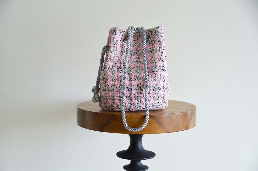 [限量赠品] Sakura Fancy Tweed 2way Pochette Marine 包 - 侧背包/斜挎包 - 棉．麻 粉红色