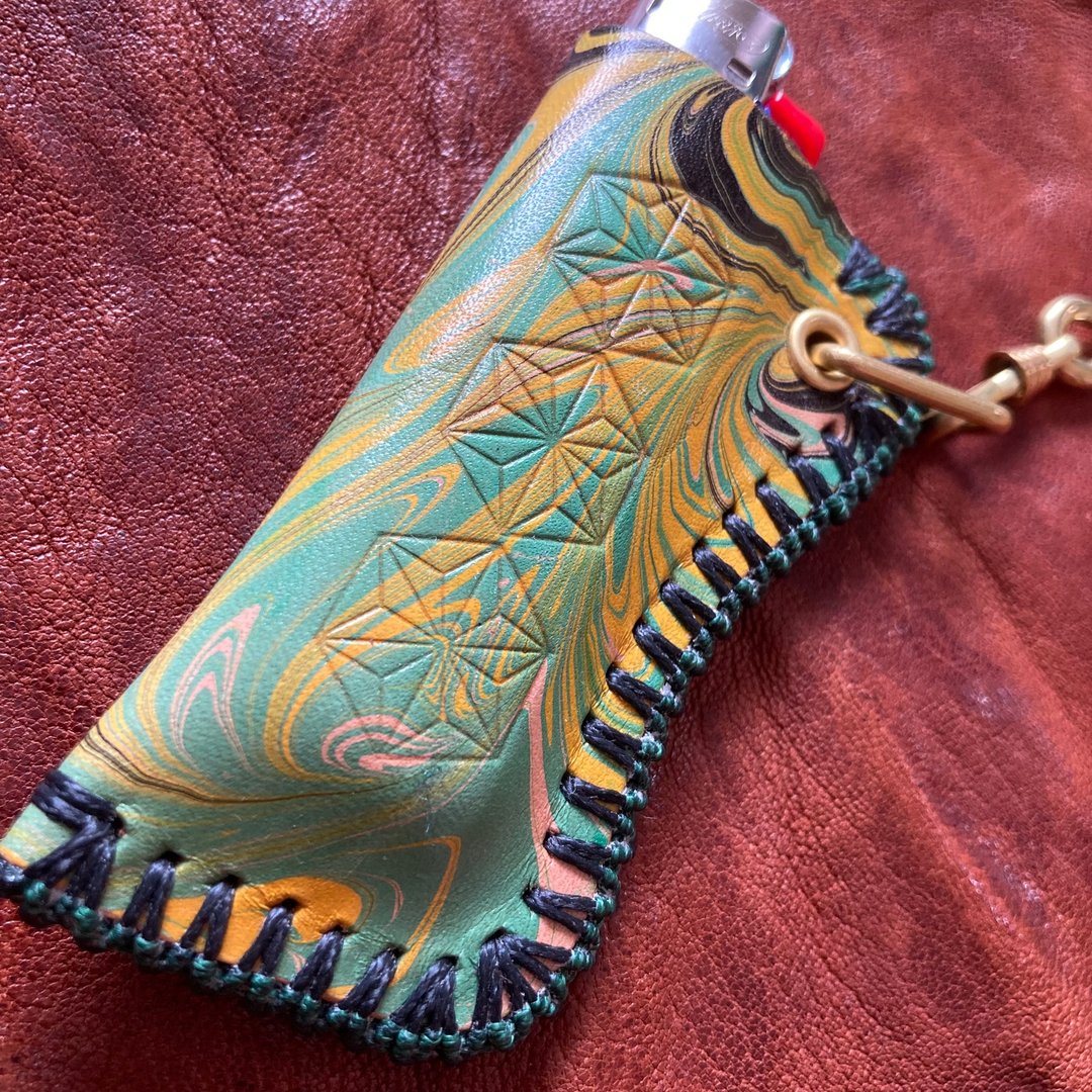 - Jamaica - 附黄铜挂环 Bic 打火机套 - 其他 - 真皮 绿色