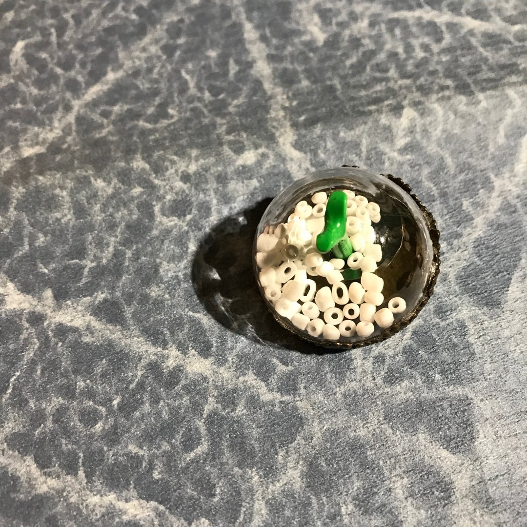 发芽/玻璃珠 响 雪 苗 幼苗 铜 别针 芽 守护 摇篮 培养皿 - 胸针 - 玻璃 绿色