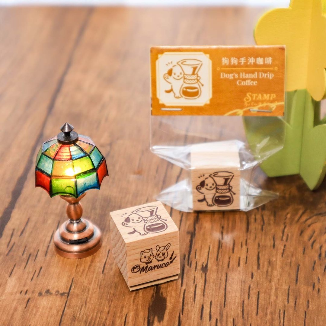 小动物吃茶 - 狗狗手冲咖啡  榉木印章 - 印章/印台 - 木头 多色