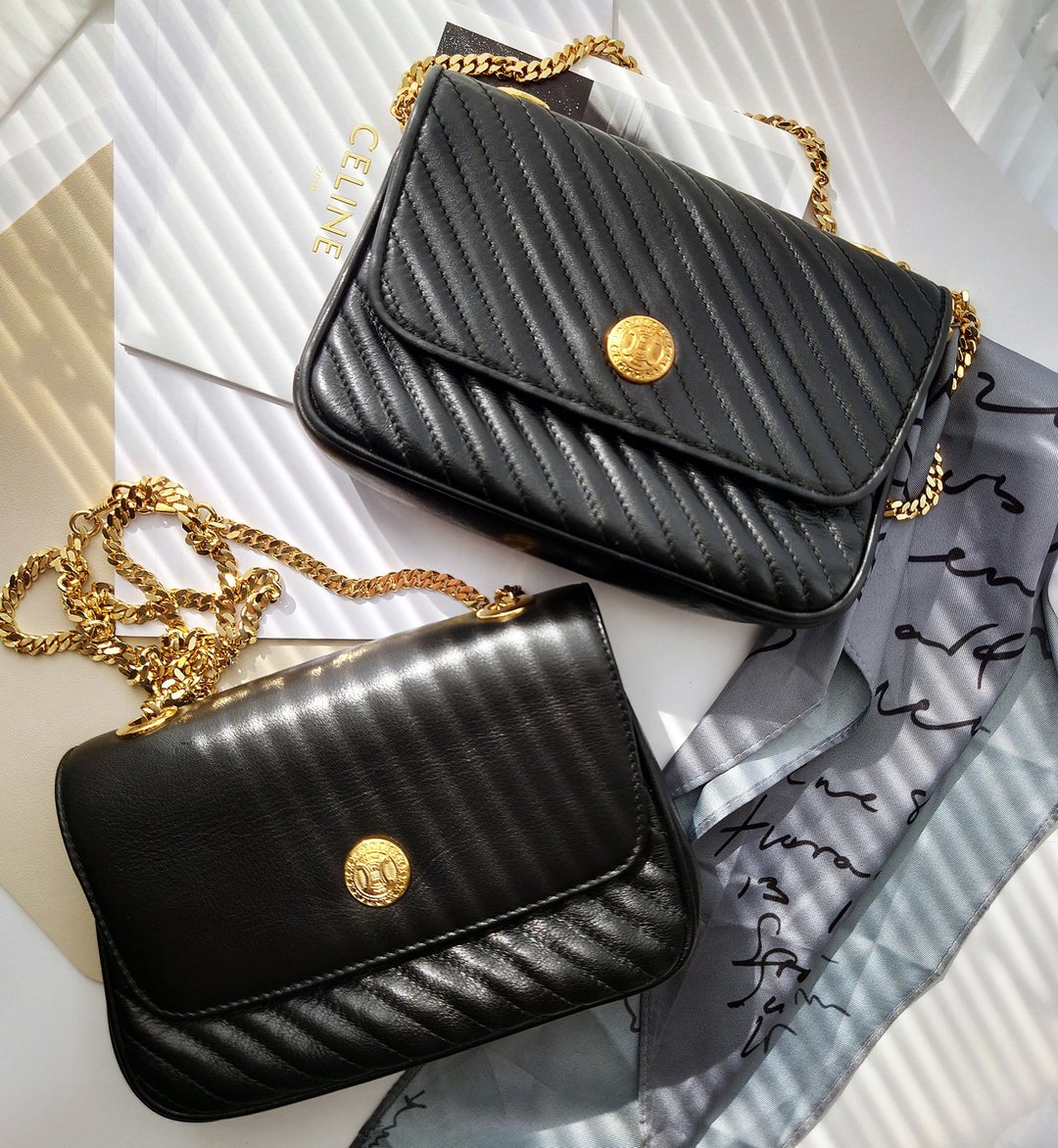 中古包 CELINE 黑金凯旋门晚宴包手拿包链条包斜背包斜挎包单肩包 - 侧背包/斜挎包 - 真皮 黑色