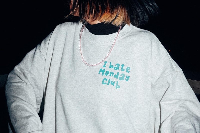 I Hate Monday Club Oversized Sweater 宽松卫衣 大学 T - 中性连帽卫衣/T 恤 - 棉．麻 灰色