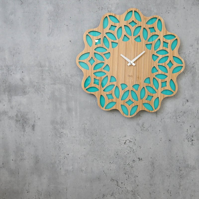 LOO 竹制静音挂墙钟 | 60s复古花. 绿色 - 时钟/闹钟 - 竹 绿色