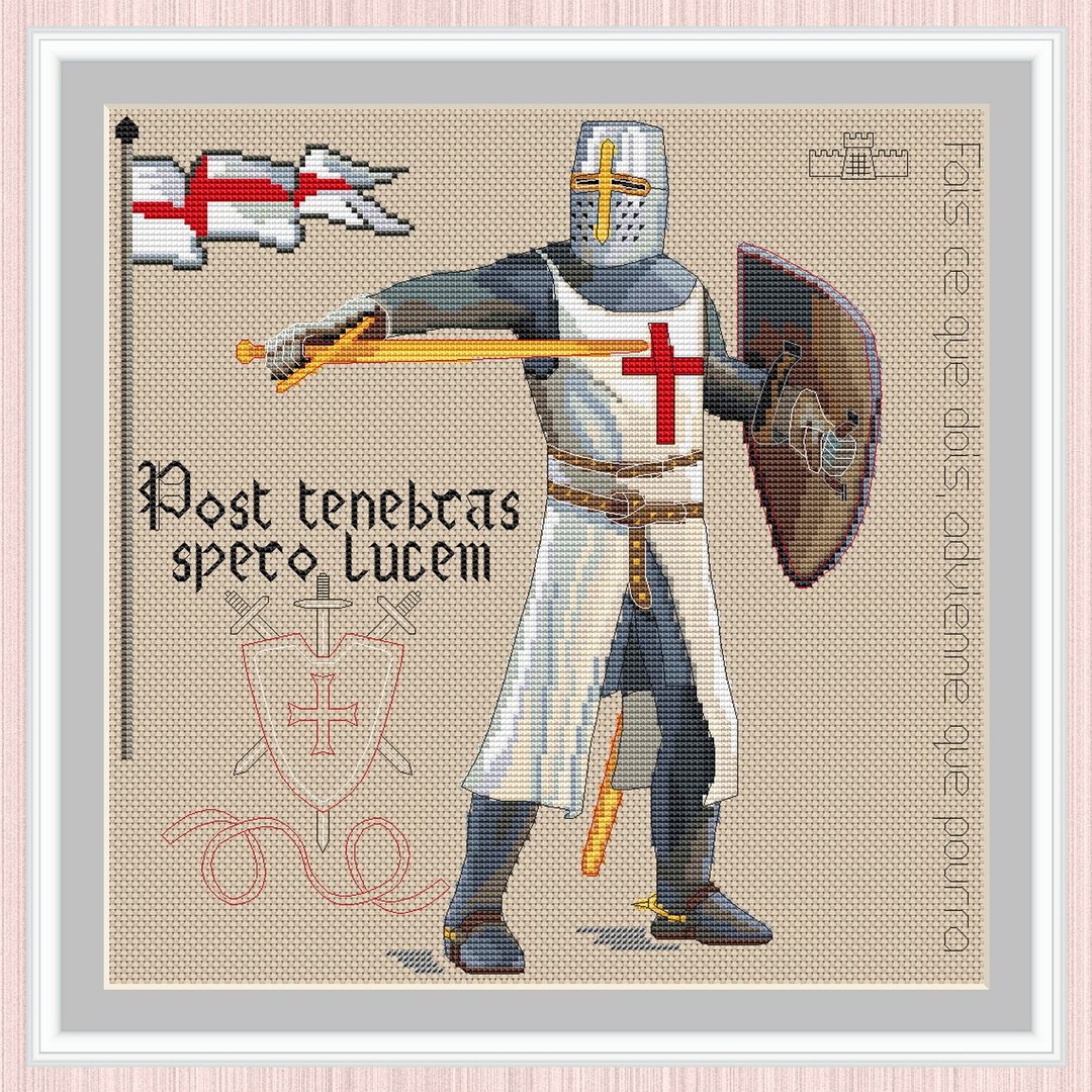 Knight Cross Stitch Pattern | Crusader | Medieval Knight | Paladin - 手工艺教程/工具书 - 其他材质 