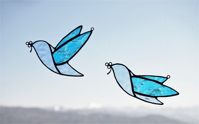 Bird Sky Blue Suncatcher - 其他 - 玻璃 蓝色