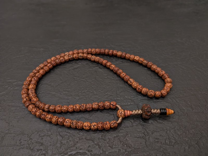 Rudraksha mala 项链念珠 108 颗佛教念珠天然正品尼泊尔复古湿婆 - 项链 - 木头 咖啡色