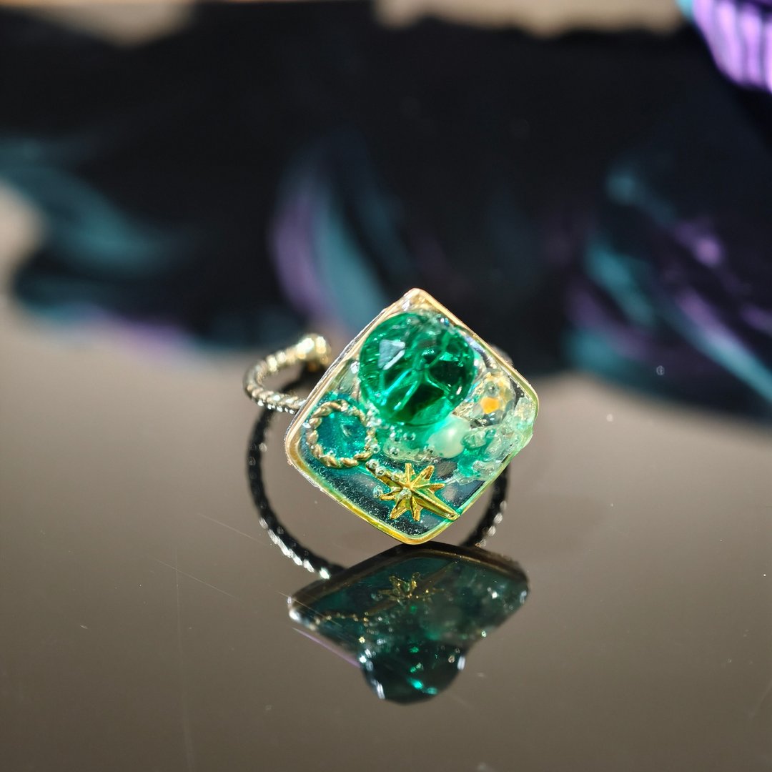 创意 设计 戒指 绿星神谕 Emerald Prophecy - 戒指 - 其他材质 绿色