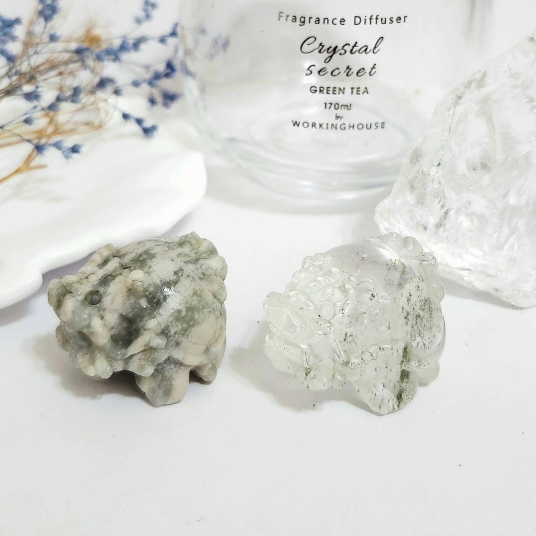 水草玛瑙龙龟/绿幽灵龙龟/助事业之水晶 - 摆饰 - 水晶 绿色