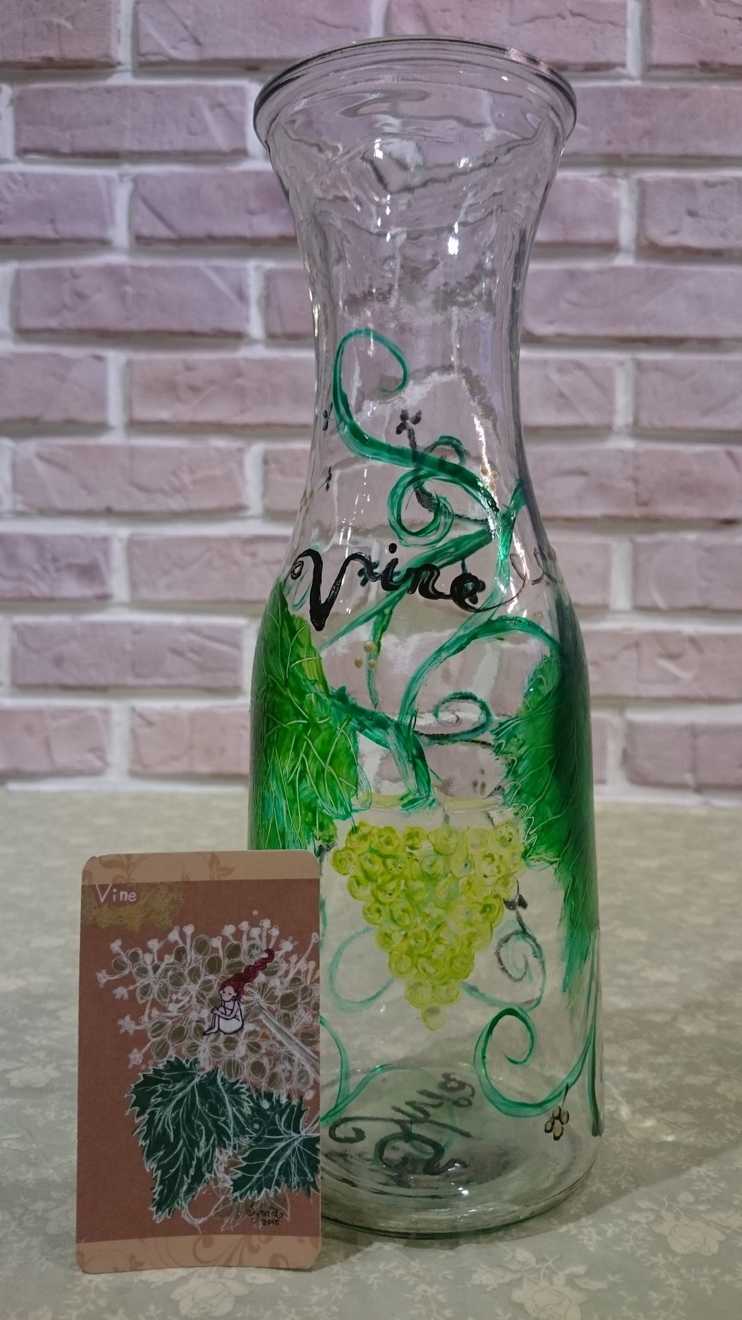 手绘葡萄藤大水杯 - 茶具/茶杯 - 颜料 