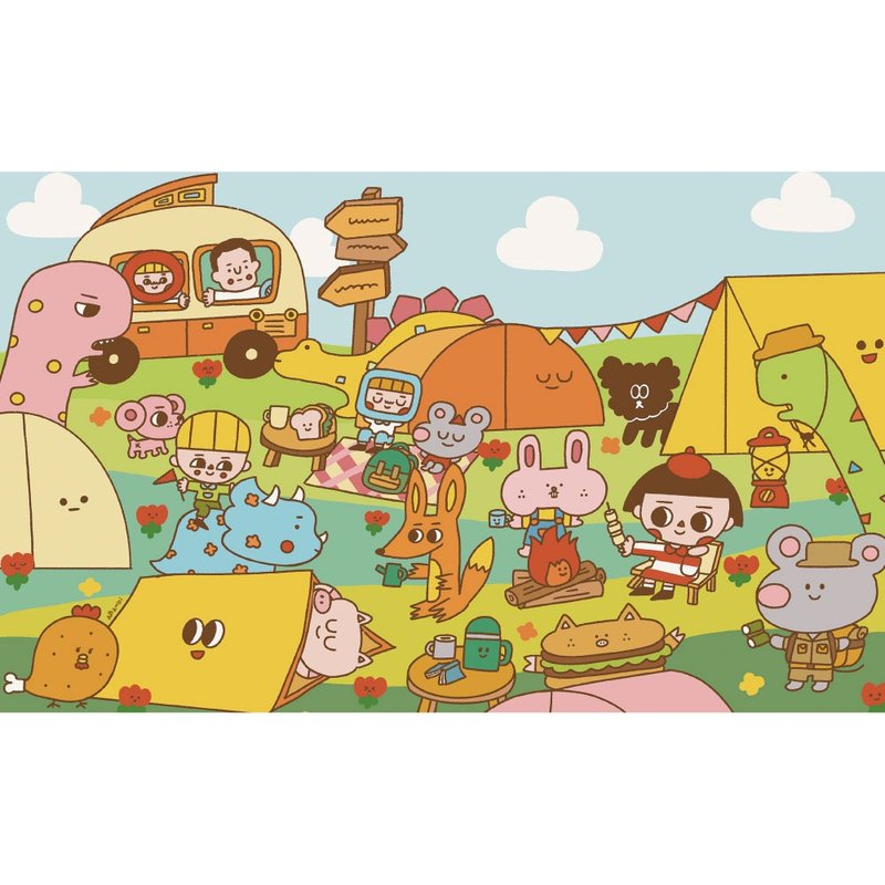 【壁虎拼图 挂画】露营伙伴 台湾原创插画 - 拼图 - 木头 多色