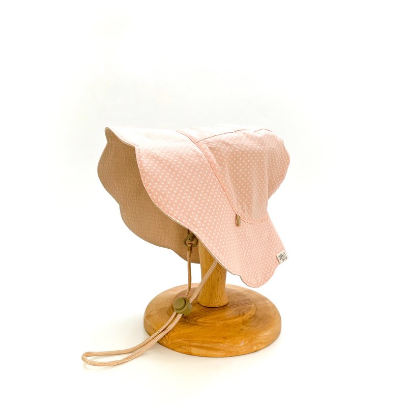 原野露营初体验 | 双面调节扣宽宽帽檐探险帽 _粉橘点点 - 婴儿帽/发带 - 棉．麻 粉红色