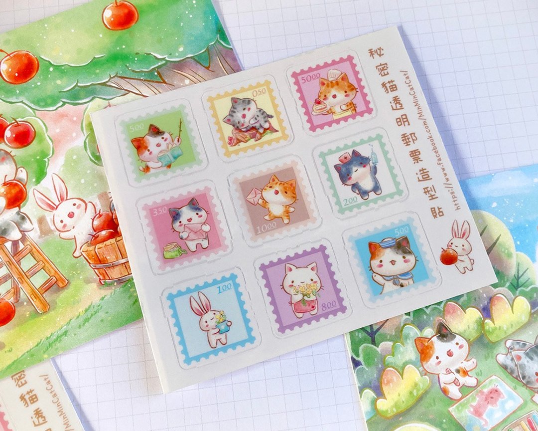 秘密猫的透明装饰贴 (2款) - 贴纸 - 防水材质 透明