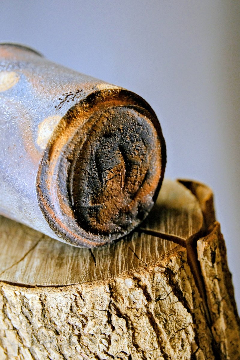 【一抹紅運】粗陶手作柴燒杯 - 茶具/茶杯 - 陶 