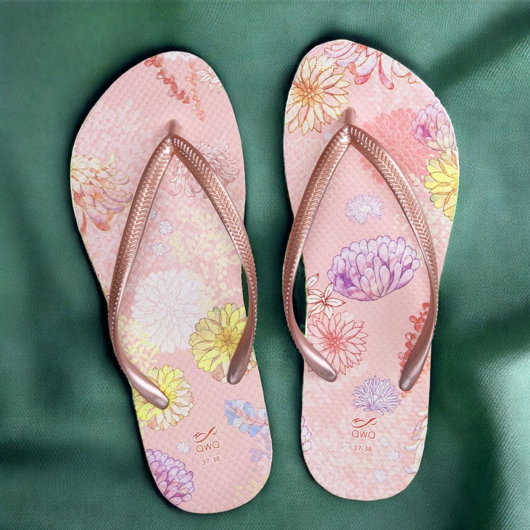 女款防滑防水夹脚拖鞋 人字拖 露台上的波丽 绚天香 - 拖鞋 - 橡胶 多色
