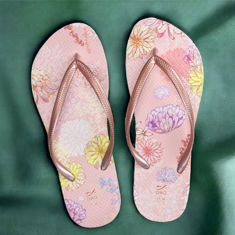 女款防滑防水夹脚拖鞋 人字拖 露台上的波丽 绚天香 - 拖鞋 - 橡胶 多色
