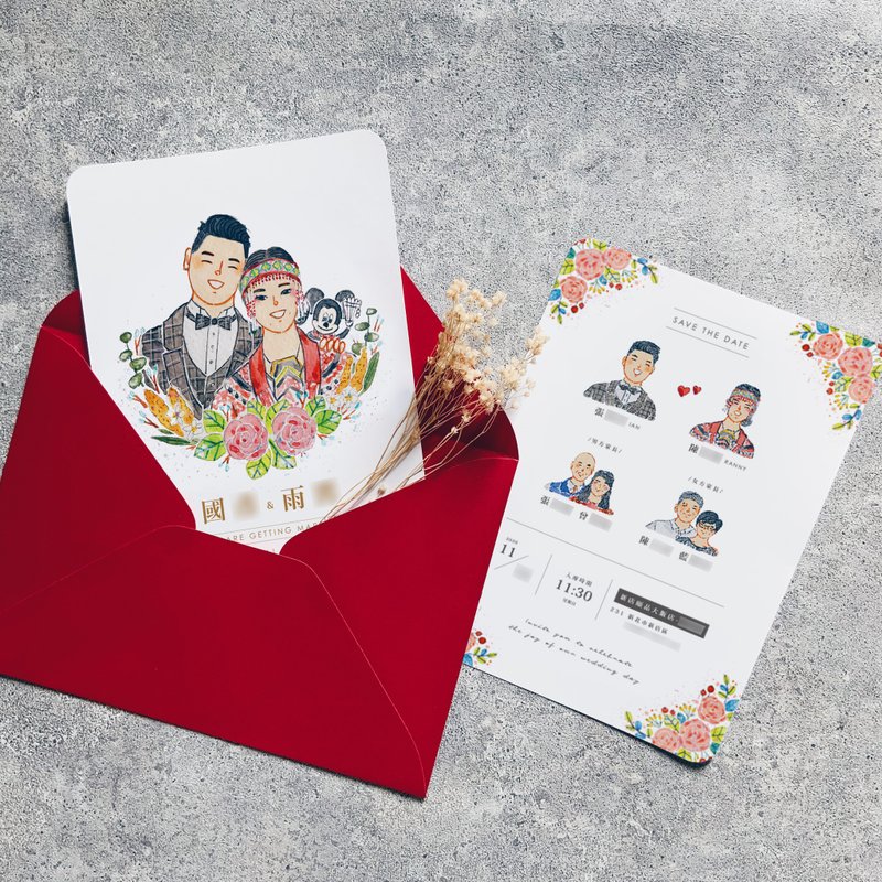 定制喜帖 - 含实体画与相框 - 喜帖 - 纸 粉红色