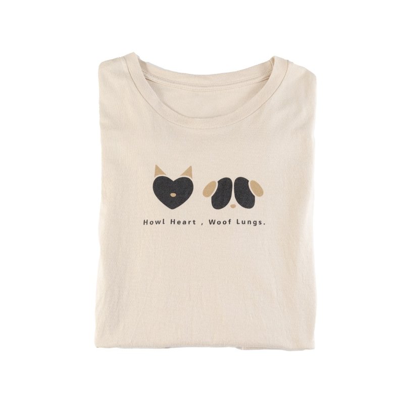 【狼心狗肺T】诏告世界我就狼心狗肺-米色短袖棉t-shirt - 女装 T 恤 - 棉．麻 卡其色