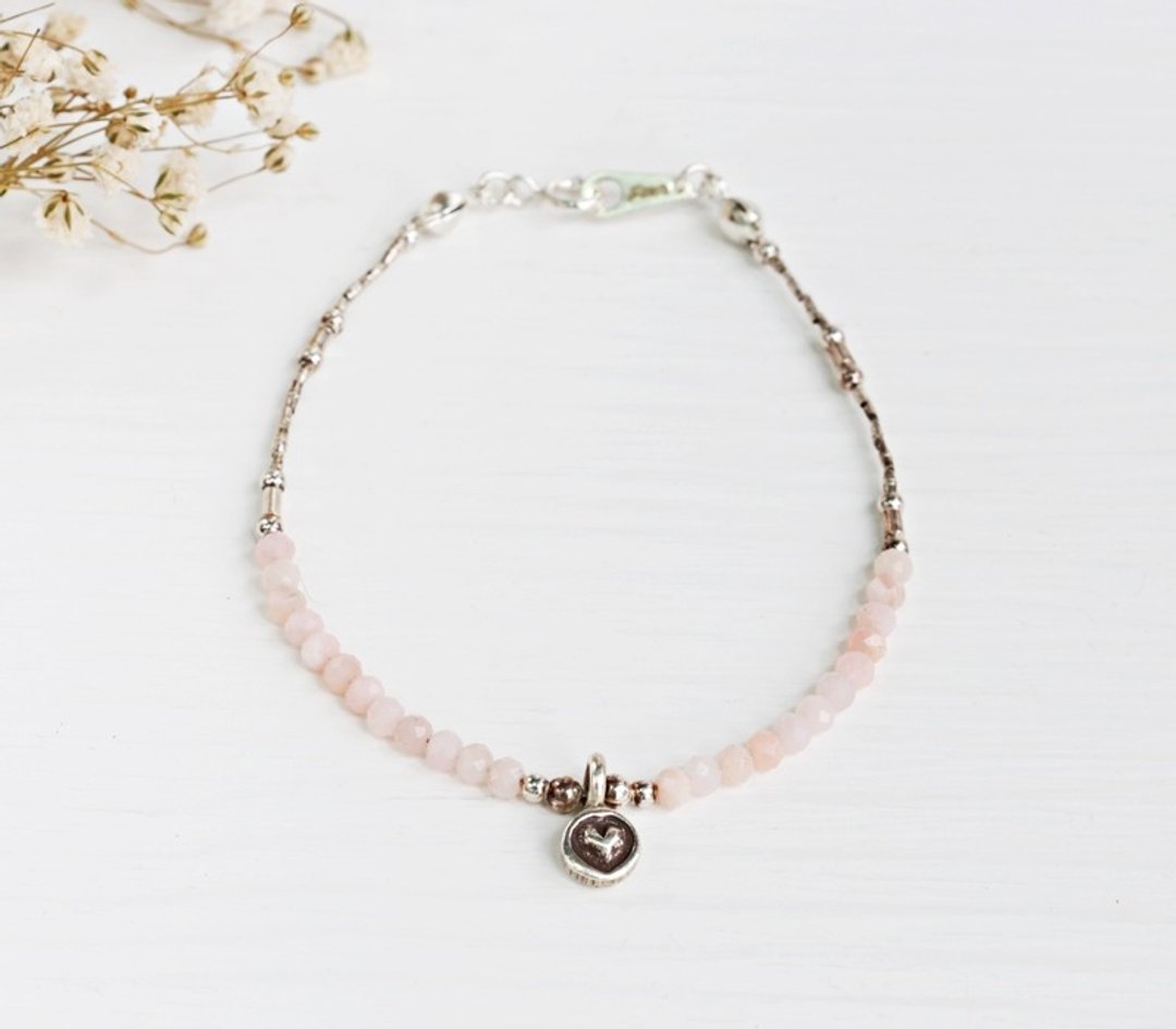 <挚爱>粉欧泊 925纯银手链 10月诞生石 Opal silver bracelet 轻珠宝 母亲节 情人节 生日礼物 纪念日 宴会 party 交换礼物 圣诞节 - 手链/手环 - 宝石 