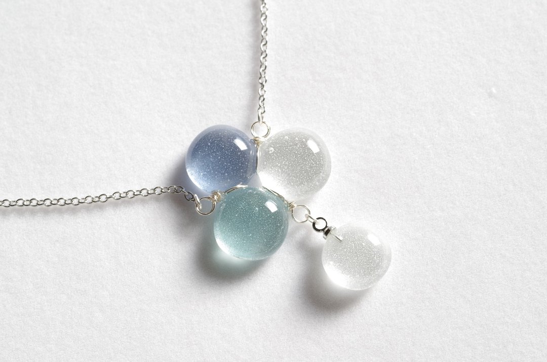 Glass Waterdrop Necklace / Babbling - 项链 - 玻璃 蓝色