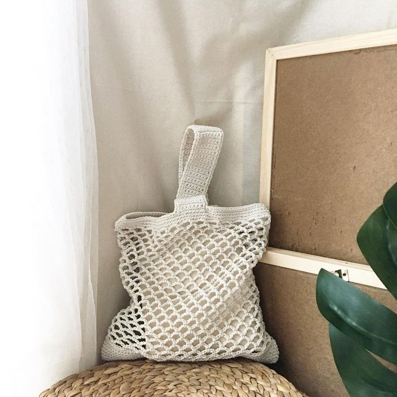 White Japia bag - 手提包/手提袋 - 棉．麻 白色