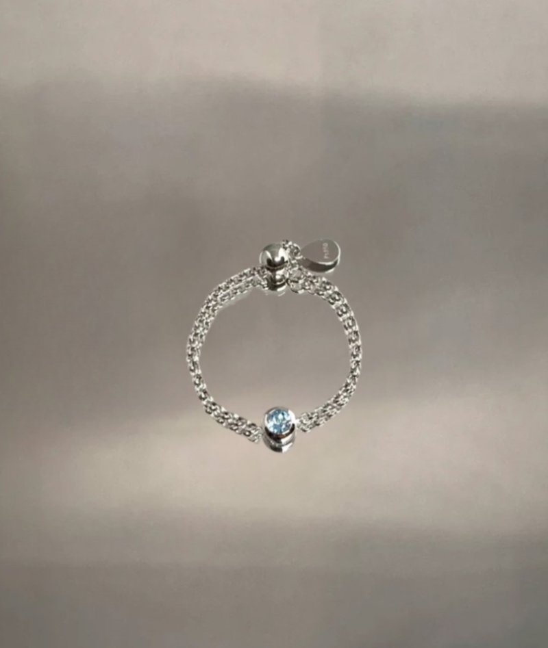 道德开采海蓝宝石链戒 - Pt - 戒指 - 宝石 蓝色