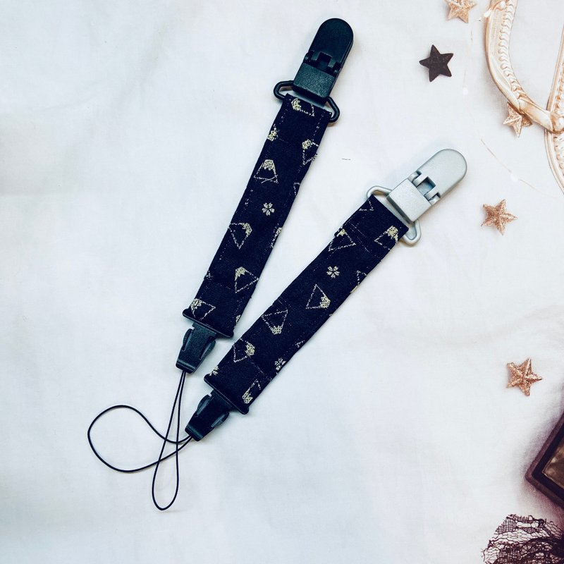 PJ手作【和风富士】香草奶嘴链/防掉带 - 奶瓶/奶嘴 - 棉．麻 蓝色