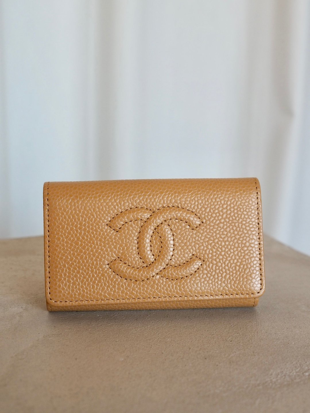 CHANEL 香奈儿 COCO 钥匙包 鱼子酱皮革 皮革 驼色 古董精品 - 钥匙链/钥匙包 - 真皮 卡其色