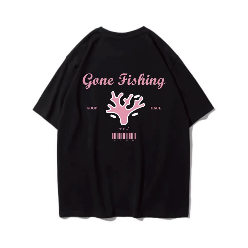 CORAL 宝石珊瑚 中性短袖T恤 8色男女同款 钓鱼俱乐部 - 男装上衣/T 恤 - 棉．麻 黑色