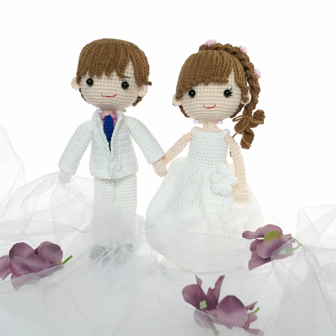 定制结婚公仔  婚礼娃娃 结婚礼物 婚礼摆设 婚礼装饰 (自选颜色) - 摆饰 - 聚酯纤维 白色