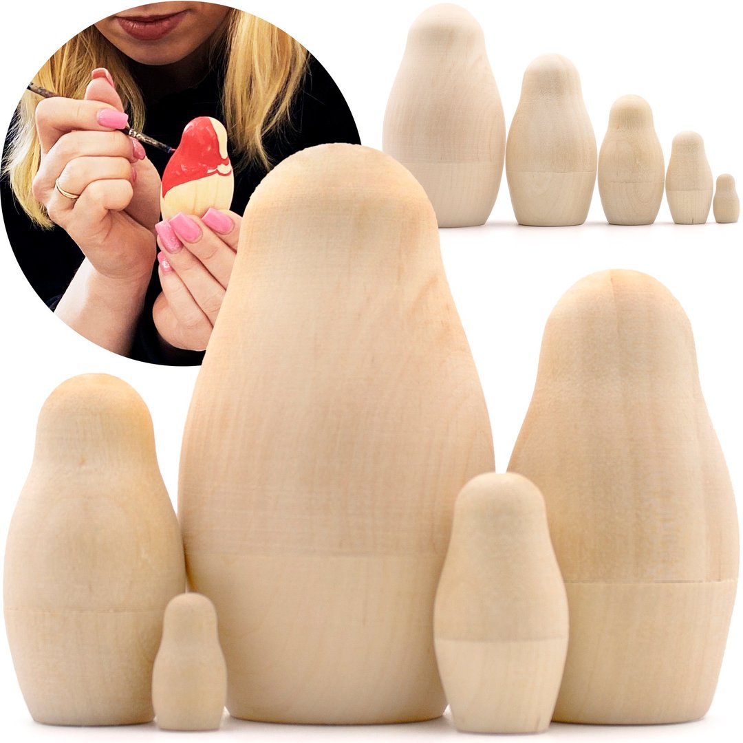 Blank Nesting Dolls Set 5 pcs - Unpainted Dolls - Unfinished Nesting Dolls - 木工/竹艺/纸艺 - 木头 