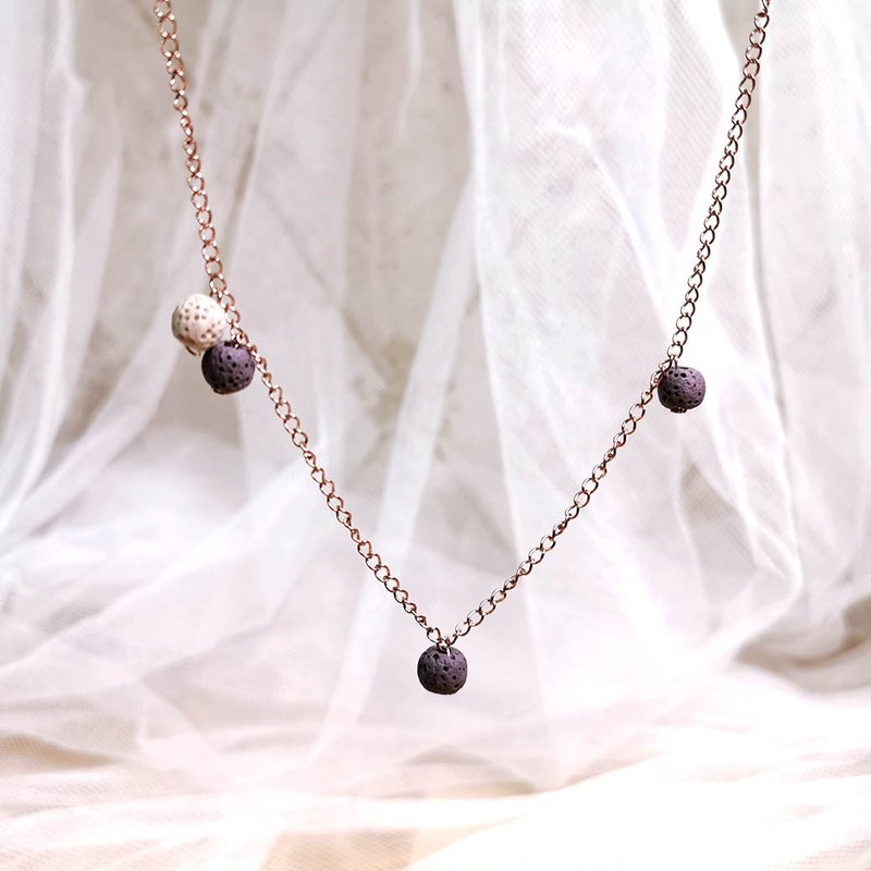 定制香氛石项链 紫色4颗款钛钢玫瑰金 可滴入精油扩香 链长可调 - 锁骨链 - 不锈钢 紫色