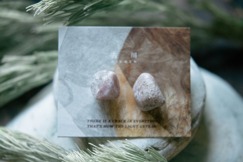 CRACK | 矿物系耳环 |  EARRINGS - 耳环/耳夹 - 玉石 粉红色