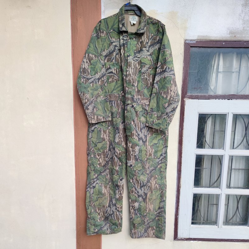 Vintage 80s Mossy Oak Full Foliage Camo Hunting Cotton Coveralls - 其他 - 棉 多色