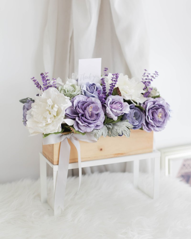 VIOLET PURPLE Dining Table Flower Pot Handmade Paper Flowers - 摆饰 - 纸 紫色