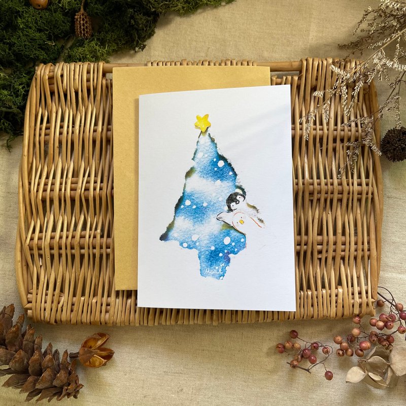 与小企鹅的圣诞节 圣诞大卡片 - 卡片/明信片 - 纸 多色