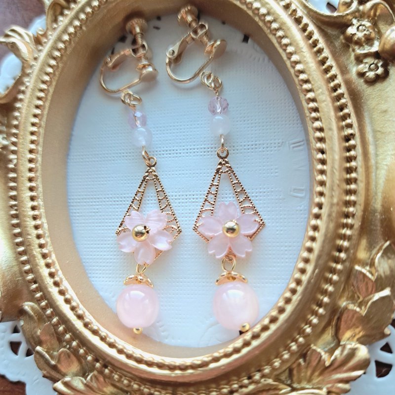 原创花语系列耳环 华樱落语 - 耳环/耳夹 - 其他材质 粉红色