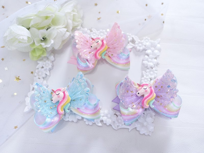 独角兽立体蝴蝶结 发夹 儿童头饰 Unicorn  Hairbow - 发饰 - 其他材质 