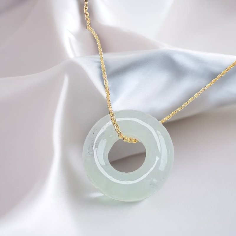 【愿·平安】冰种翡翠平安扣吊饰 | 天然缅甸玉翡翠A货 | 送礼 - 吊饰 - 玉石 透明