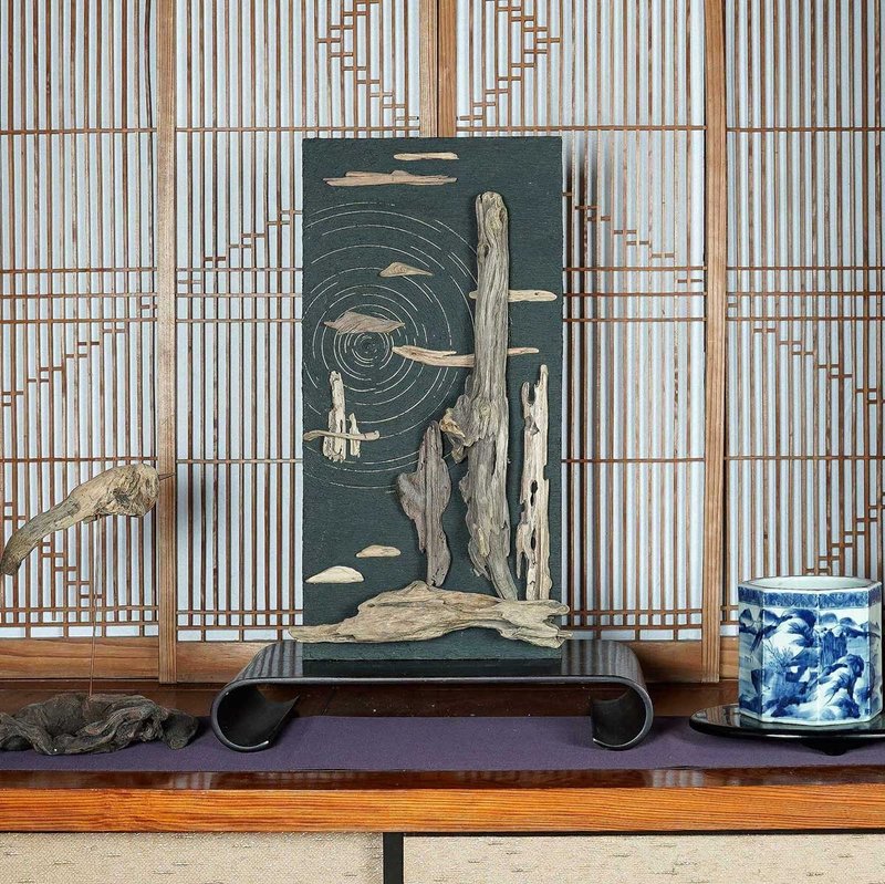 浮木山水画。用浮木艺术将自然风光带入您的房间。墙面装饰画，日式风景画，中式风景画。 5 - 墙贴/壁贴 - 木头 咖啡色