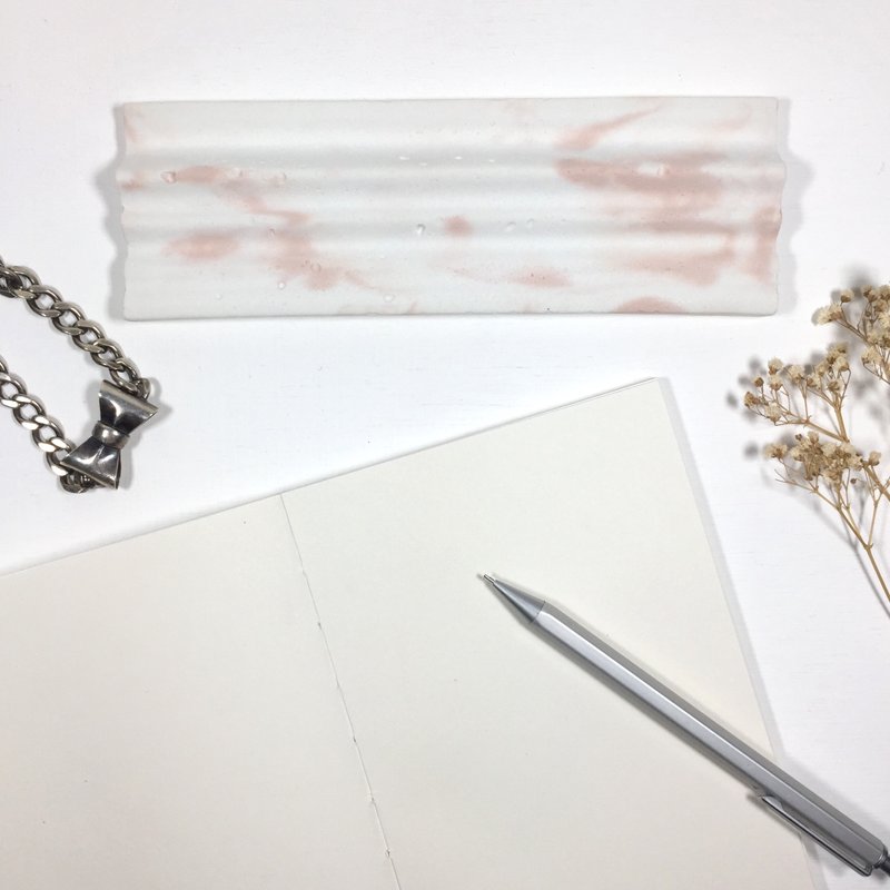 樱花系列 (粉红色水泥作品) - 水泥笔碟-波浪白色底 + 粉红色纹理 - 笔筒/笔座 - 水泥 粉红色