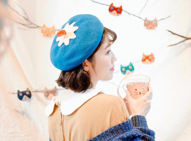 富士山贝蕾帽 富士皮革ベレー帽子   Fuji 富士山 白头偕老 - 帽子 - 羊毛 