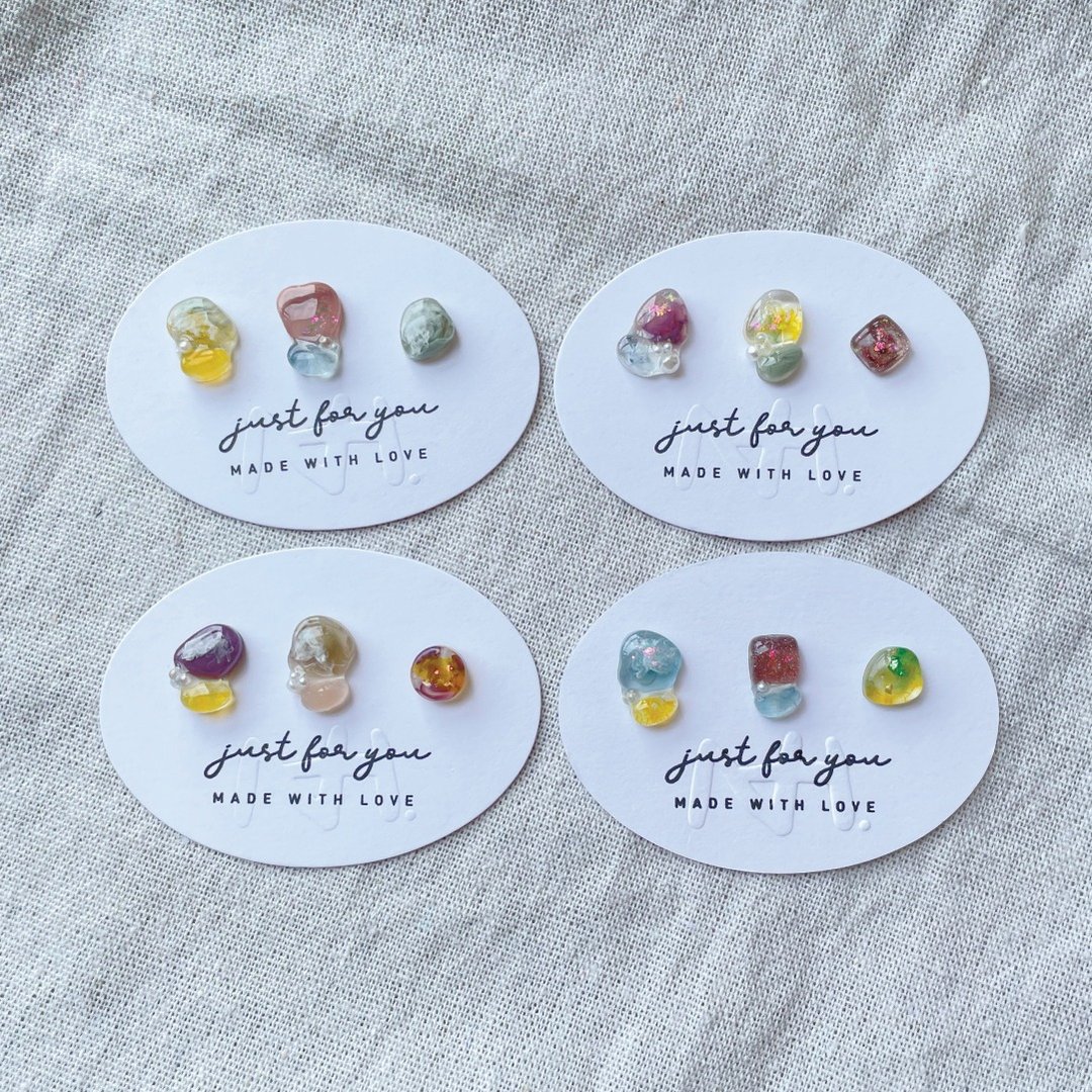 TeenyTinyCraft | 粒粒石•层层 1 手工耳骨夹/耳饰/戒指 - 耳环/耳夹 - 树脂 