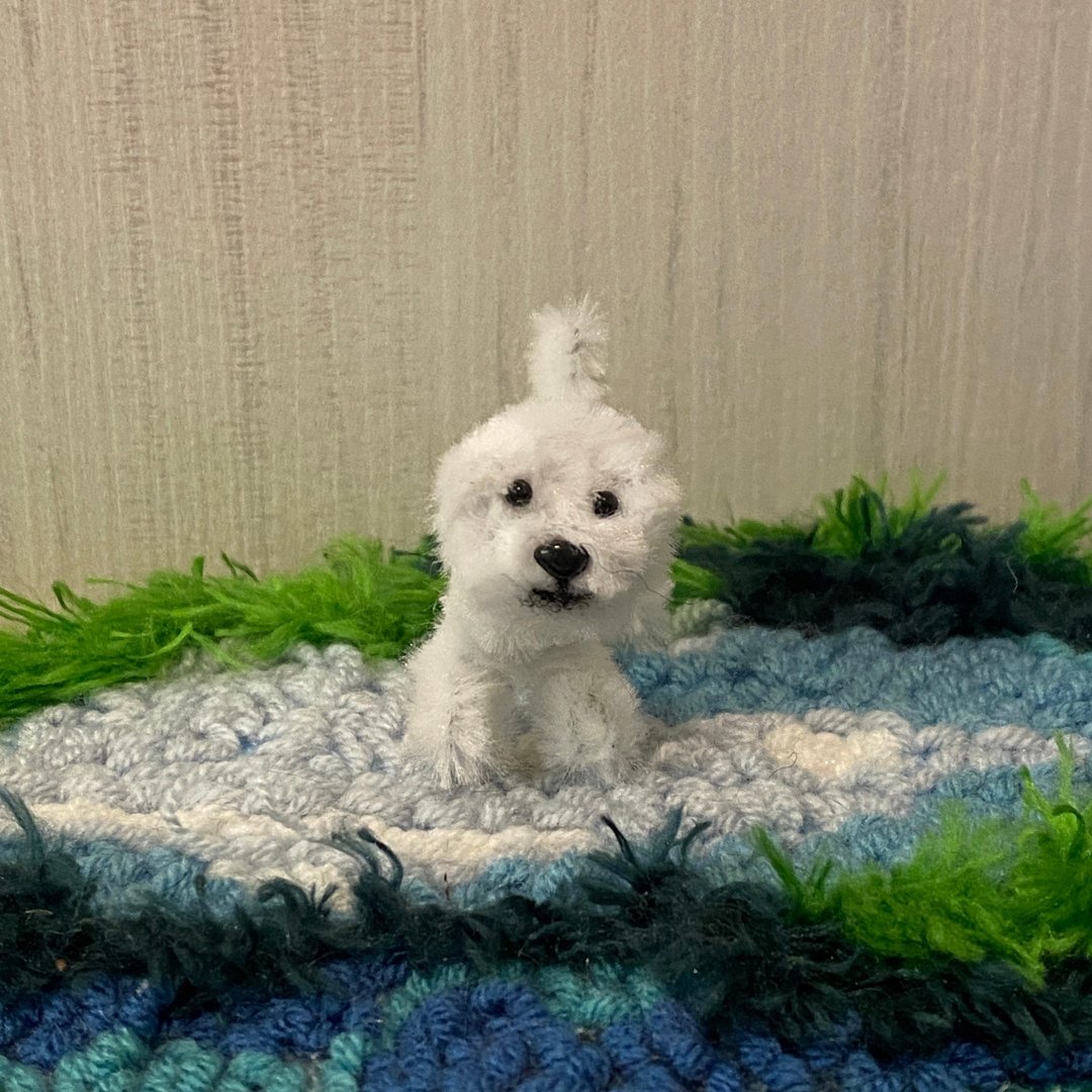 小白比熊犬5cm-毛根扭扭棒手作/脏萌流浪动物园/娃娃宠物玩偶 - 玩偶/公仔 - 其他人造纤维 白色