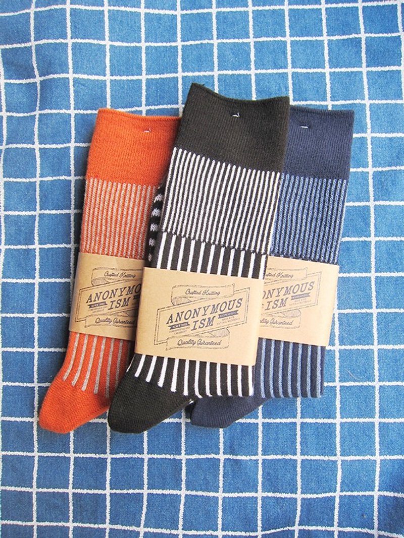 【严选】Anonymous Ism三种条纹排列中长袜 日本制 outdoor 户外 秋冬厚袜 - 袜子 - 棉．麻 