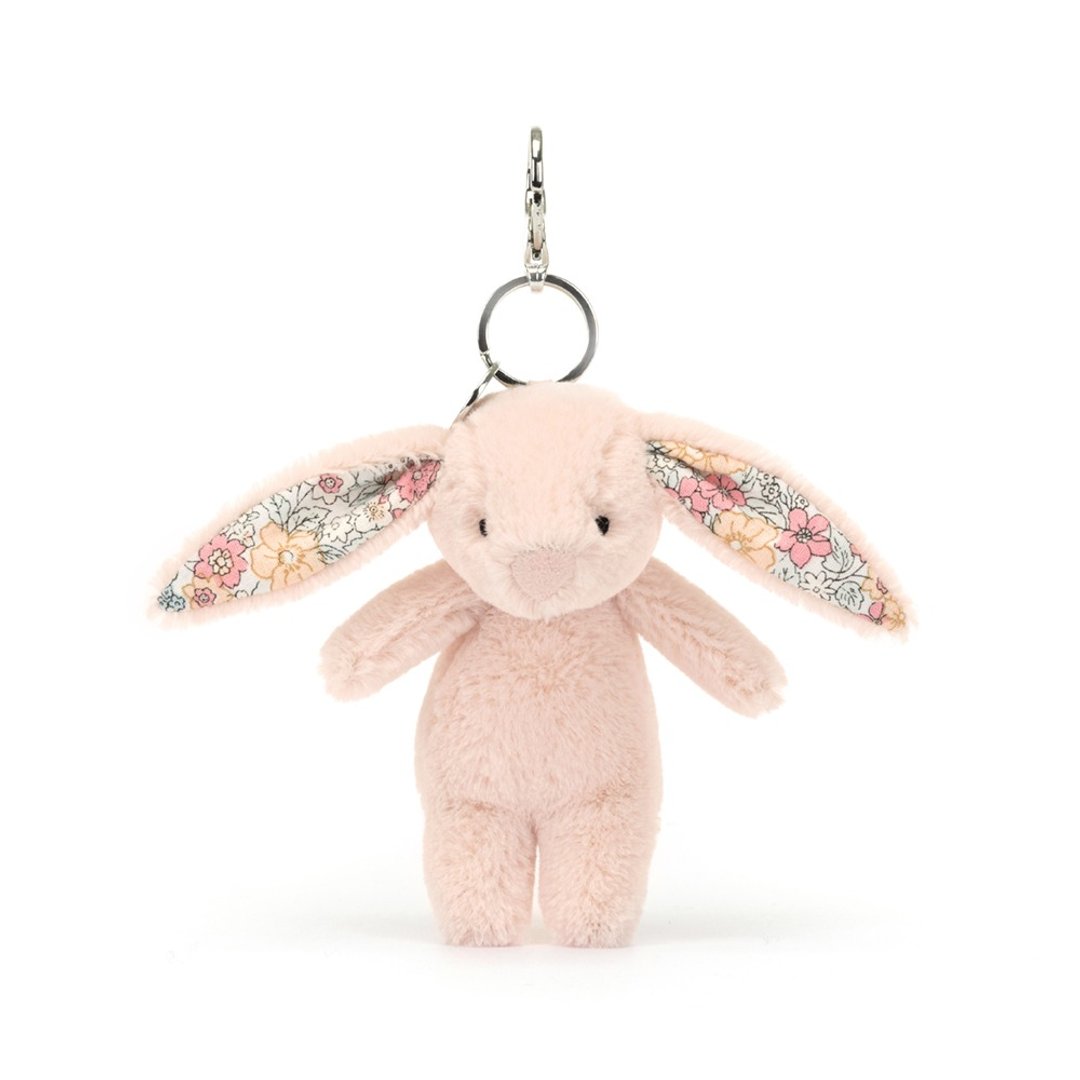 Blossom Blush Bunny Bag Charm 马卡龙粉碎花兔吊饰 钥匙圈 - 吊饰 - 聚酯纤维 粉红色