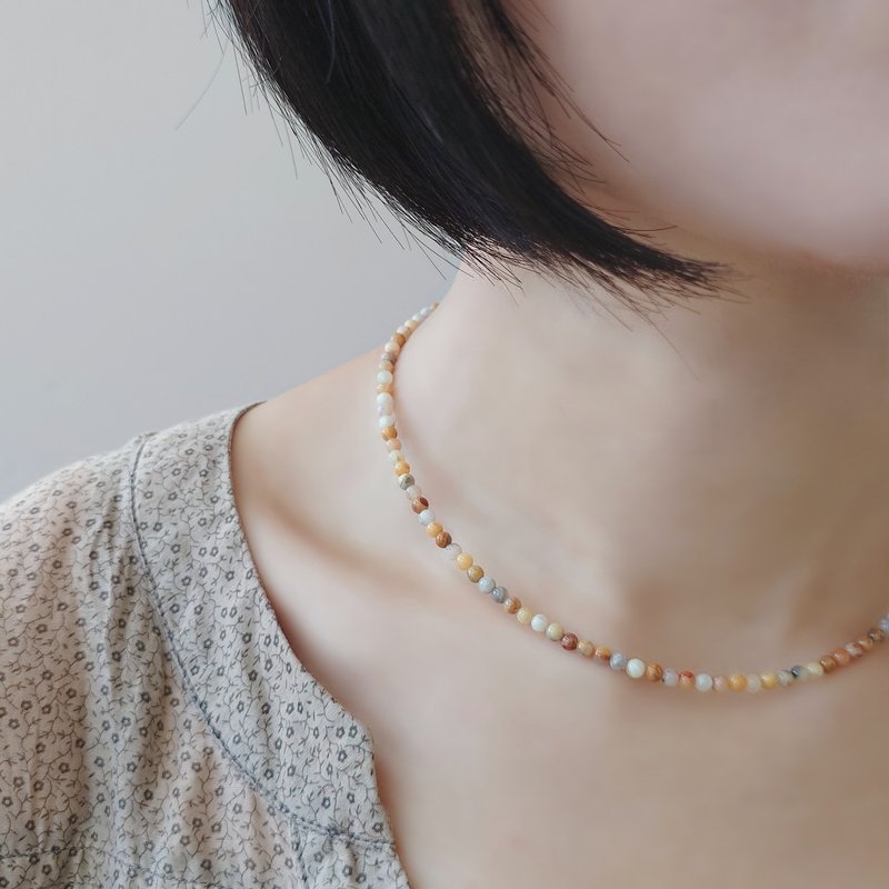 天然多彩 疯狂玛瑙珠串 14Kgf 包金项链 百搭 乐观愉悦放松之石 - 项链 - 半宝石 多色