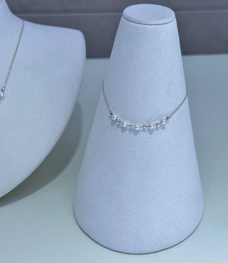 变奏曲-流光米珠淡水珍珠天然珍珠手环真珠手环18K金手链手环 - 手链/手环 - 珍珠 金色